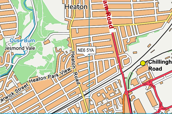 NE6 5YA map - OS VectorMap District (Ordnance Survey)
