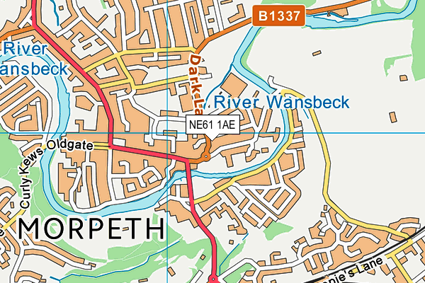NE61 1AE map - OS VectorMap District (Ordnance Survey)