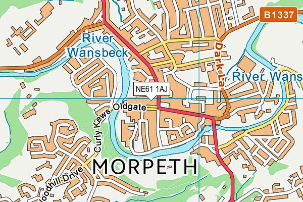 NE61 1AJ map - OS VectorMap District (Ordnance Survey)