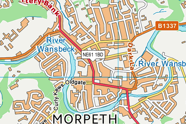 NE61 1BD map - OS VectorMap District (Ordnance Survey)