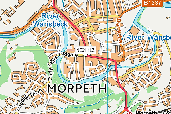 NE61 1LZ map - OS VectorMap District (Ordnance Survey)