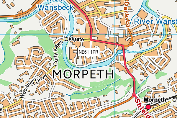 Morpeth Riverside Leisure Centre map (NE61 1PR) - OS VectorMap District (Ordnance Survey)