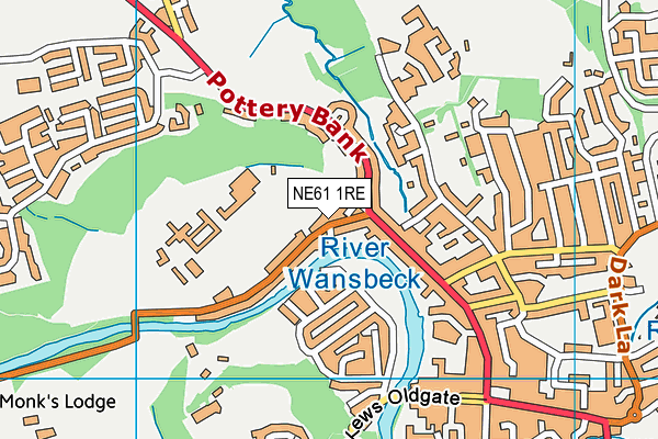 NE61 1RE map - OS VectorMap District (Ordnance Survey)