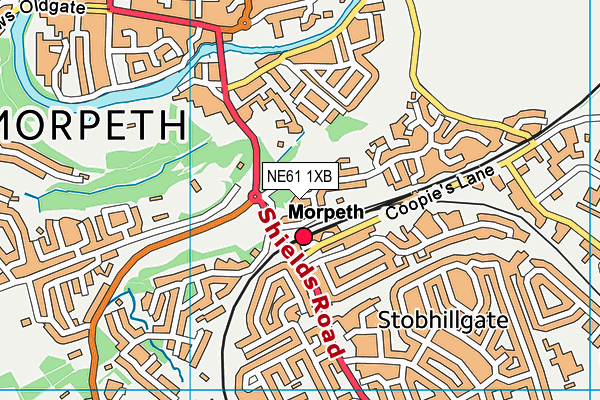 NE61 1XB map - OS VectorMap District (Ordnance Survey)