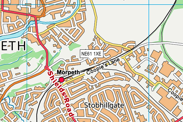 NE61 1XE map - OS VectorMap District (Ordnance Survey)