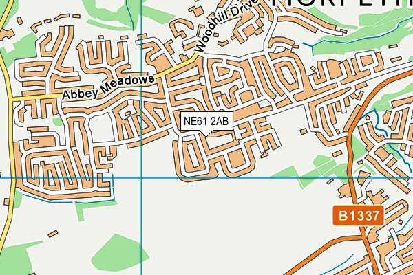 NE61 2AB map - OS VectorMap District (Ordnance Survey)