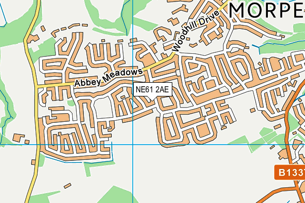 NE61 2AE map - OS VectorMap District (Ordnance Survey)
