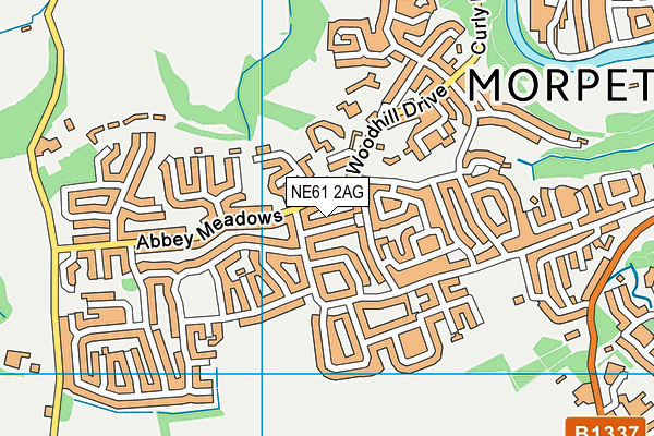 NE61 2AG map - OS VectorMap District (Ordnance Survey)