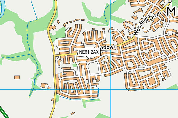 NE61 2AX map - OS VectorMap District (Ordnance Survey)