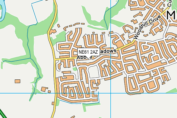 NE61 2AZ map - OS VectorMap District (Ordnance Survey)