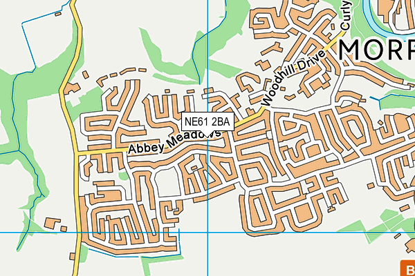 NE61 2BA map - OS VectorMap District (Ordnance Survey)
