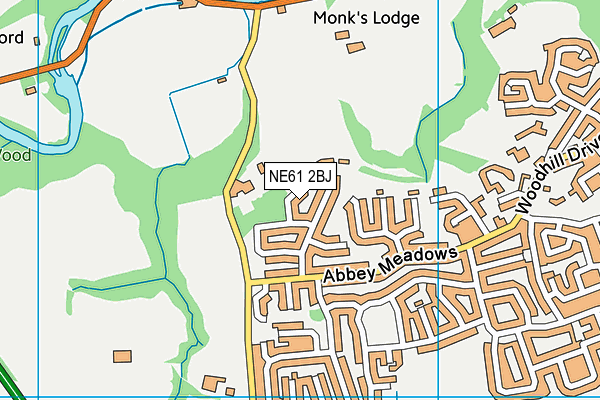 NE61 2BJ map - OS VectorMap District (Ordnance Survey)