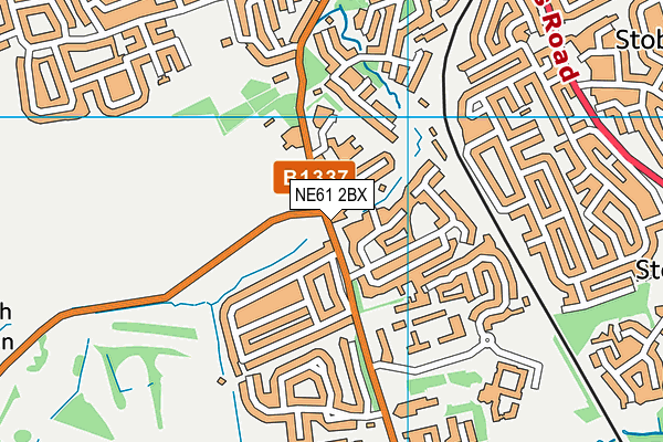 NE61 2BX map - OS VectorMap District (Ordnance Survey)