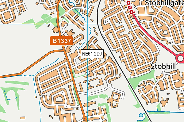NE61 2DJ map - OS VectorMap District (Ordnance Survey)