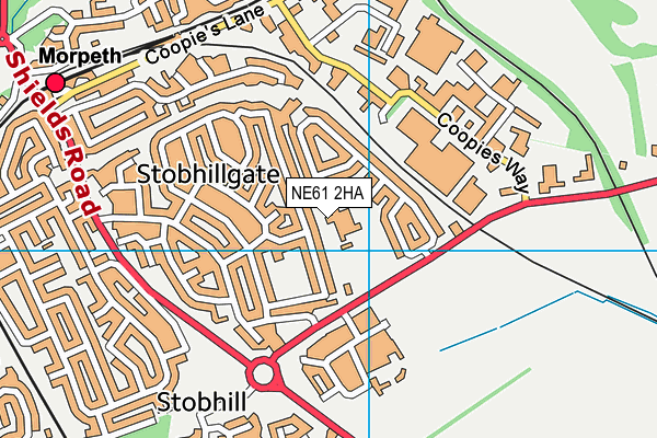 Morpeth Stobhillgate First School map (NE61 2HA) - OS VectorMap District (Ordnance Survey)