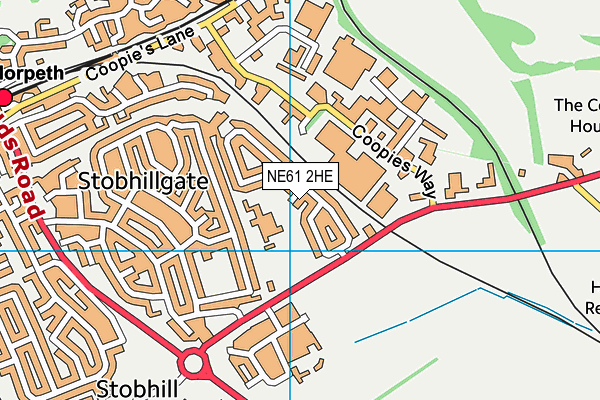 NE61 2HE map - OS VectorMap District (Ordnance Survey)