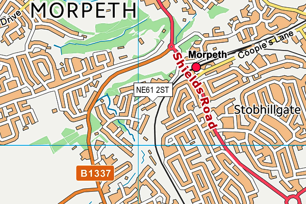 NE61 2ST map - OS VectorMap District (Ordnance Survey)