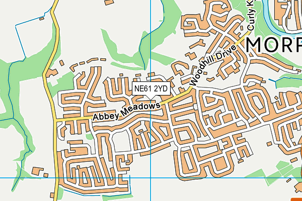 NE61 2YD map - OS VectorMap District (Ordnance Survey)