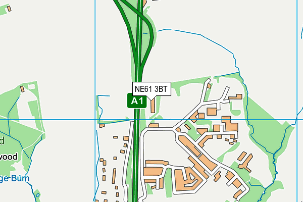 NE61 3BT map - OS VectorMap District (Ordnance Survey)