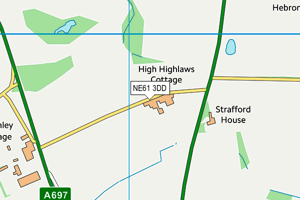 NE61 3DD map - OS VectorMap District (Ordnance Survey)