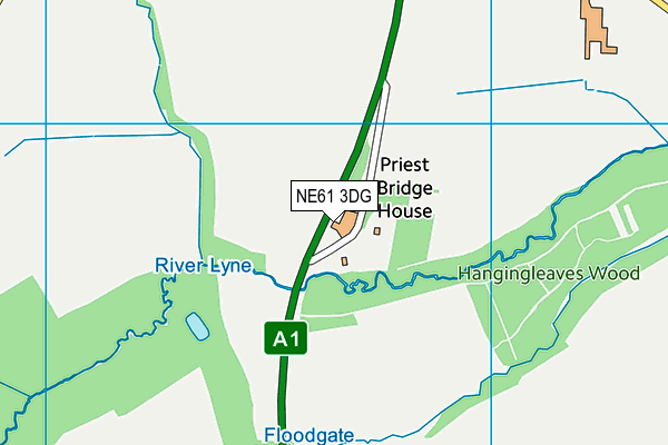 NE61 3DG map - OS VectorMap District (Ordnance Survey)