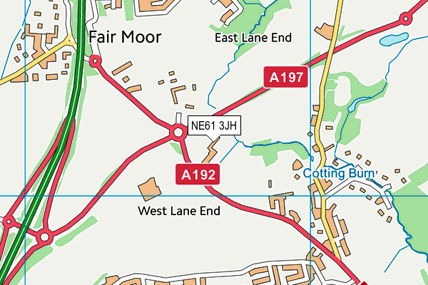 NE61 3JH map - OS VectorMap District (Ordnance Survey)