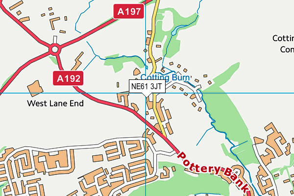 NE61 3JT map - OS VectorMap District (Ordnance Survey)