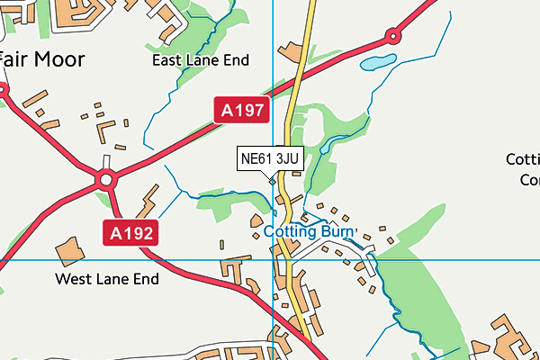 NE61 3JU map - OS VectorMap District (Ordnance Survey)