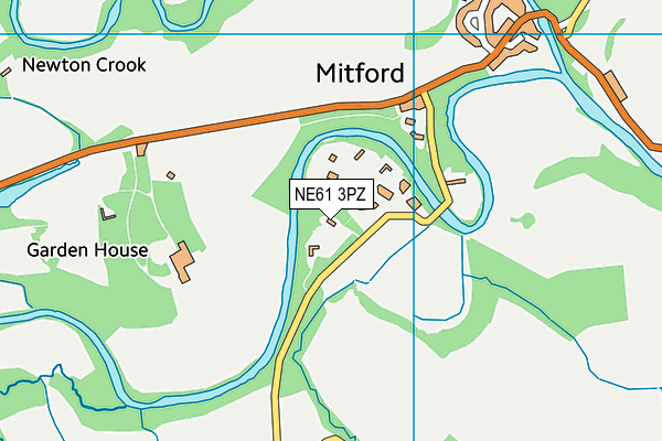 Mitford Cricket Club map (NE61 3PZ) - OS VectorMap District (Ordnance Survey)