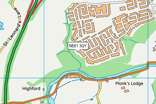 NE61 3QY map - OS VectorMap District (Ordnance Survey)