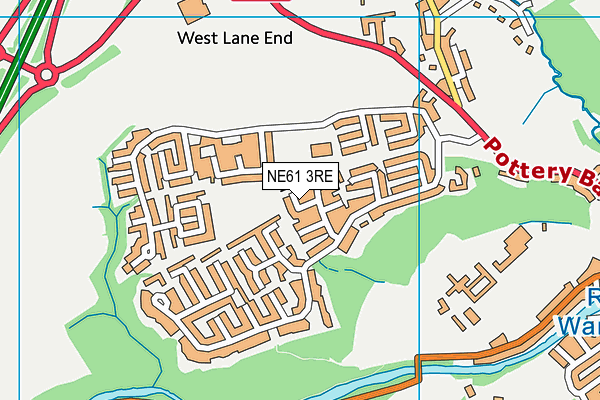 NE61 3RE map - OS VectorMap District (Ordnance Survey)