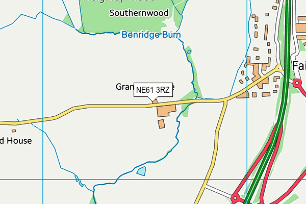 NE61 3RZ map - OS VectorMap District (Ordnance Survey)