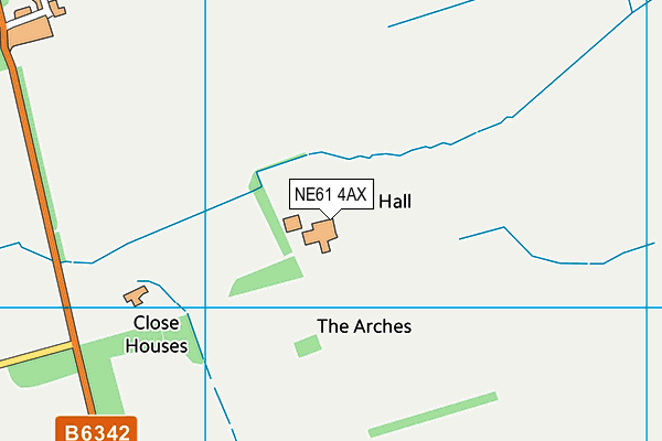 NE61 4AX map - OS VectorMap District (Ordnance Survey)