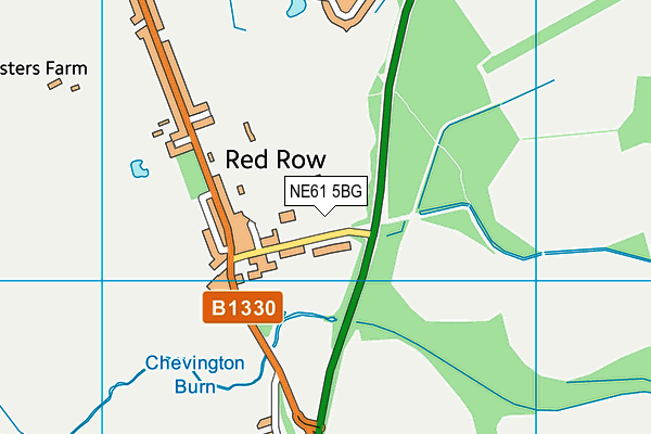 Red Row Welfare map (NE61 5BG) - OS VectorMap District (Ordnance Survey)