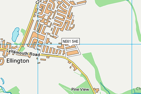 NE61 5HE map - OS VectorMap District (Ordnance Survey)