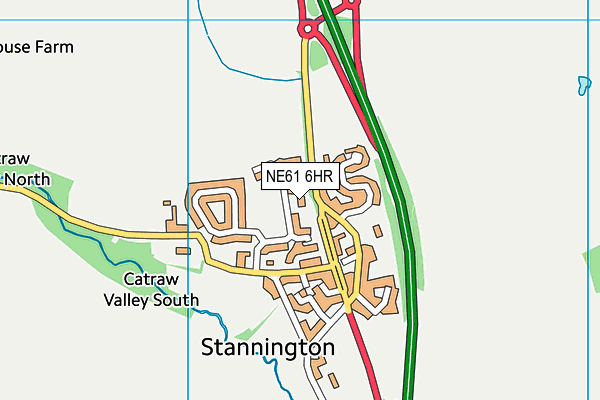 Stannington Playing Field map (NE61 6HR) - OS VectorMap District (Ordnance Survey)