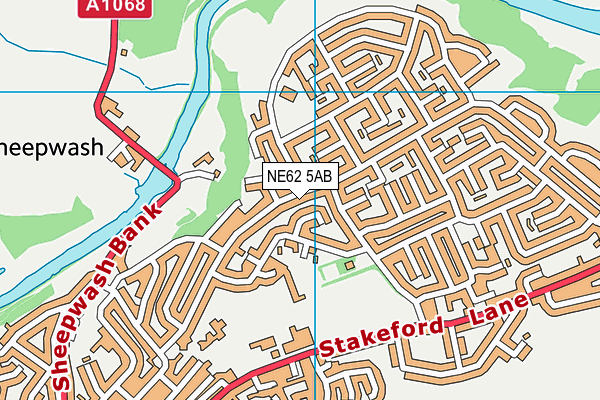NE62 5AB map - OS VectorMap District (Ordnance Survey)