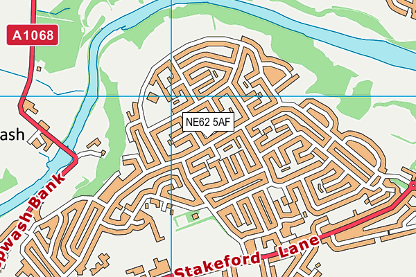 NE62 5AF map - OS VectorMap District (Ordnance Survey)