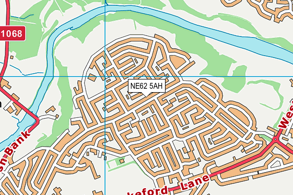 NE62 5AH map - OS VectorMap District (Ordnance Survey)