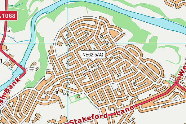 NE62 5AQ map - OS VectorMap District (Ordnance Survey)