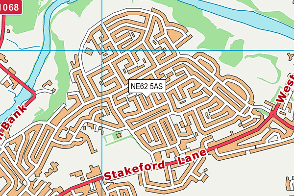 NE62 5AS map - OS VectorMap District (Ordnance Survey)