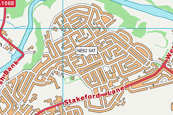 NE62 5AT map - OS VectorMap District (Ordnance Survey)