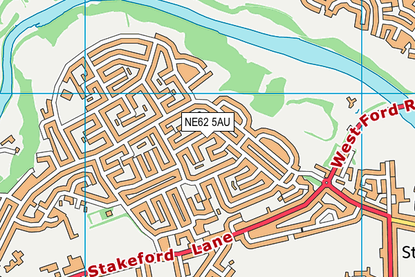 NE62 5AU map - OS VectorMap District (Ordnance Survey)