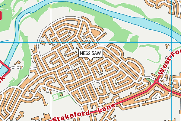 NE62 5AW map - OS VectorMap District (Ordnance Survey)