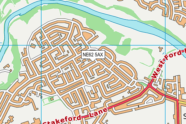 NE62 5AX map - OS VectorMap District (Ordnance Survey)