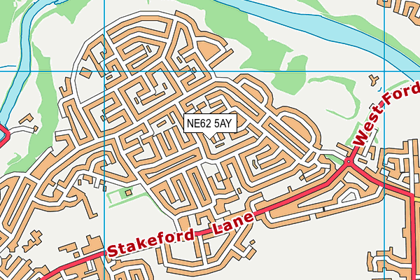 NE62 5AY map - OS VectorMap District (Ordnance Survey)