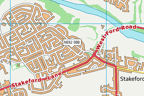 NE62 5BB map - OS VectorMap District (Ordnance Survey)
