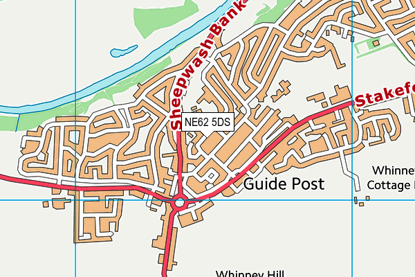 NE62 5DS map - OS VectorMap District (Ordnance Survey)