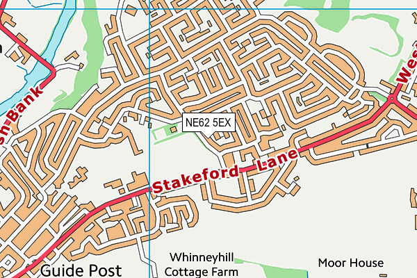 NE62 5EX map - OS VectorMap District (Ordnance Survey)