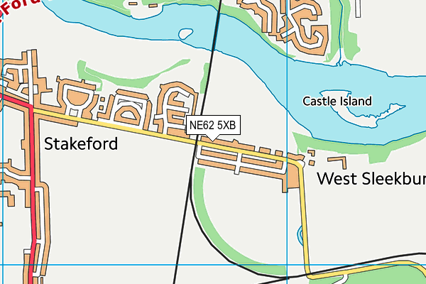 NE62 5XB map - OS VectorMap District (Ordnance Survey)